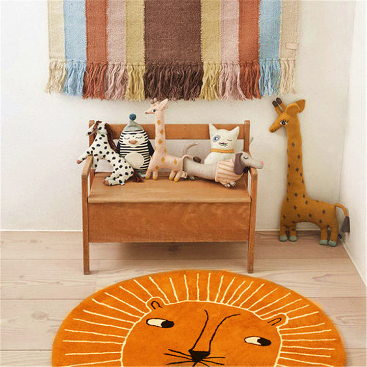 Lisslune | Multi-colored Kids Room Carpet Relaxing Animal Print Area Rug Cotton Blend Non-Slip Back Indoor Rug