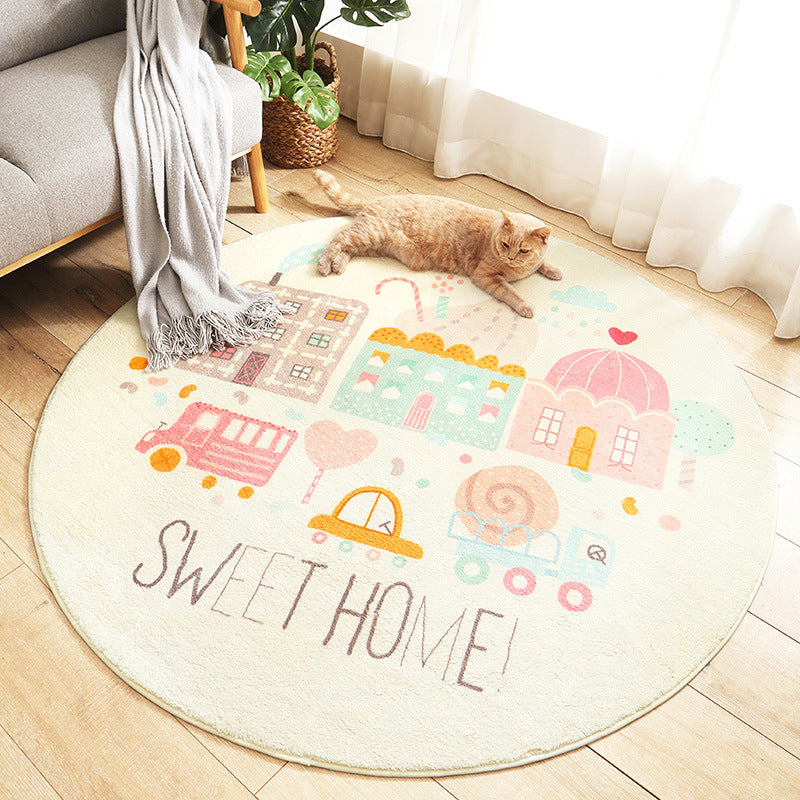 Lisslune | Multicolored Kids Carpet Novelty Cartoon Animal Pattern Rug Polyester Non-Slip Back Machine Washable Rug