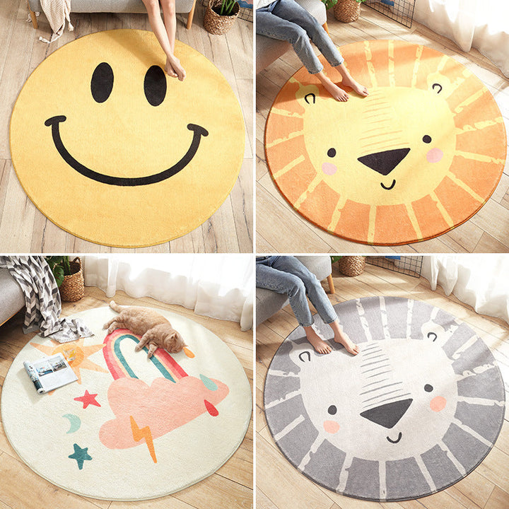 Lisslune | Multicolored Kids Carpet Novelty Cartoon Animal Pattern Rug Polyester Non-Slip Back Machine Washable Rug