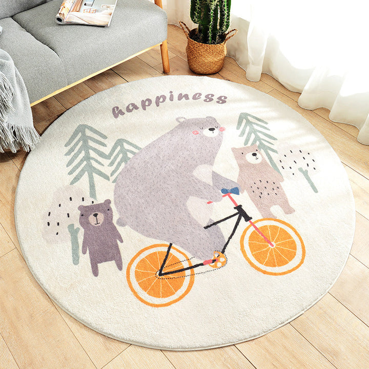 Lisslune | Multicolored Kids Carpet Novelty Cartoon Animal Pattern Rug Polyester Non-Slip Back Machine Washable Rug