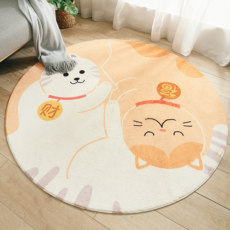 Lisslune | Multicolored Kids Carpet Novelty Cartoon Animal Pattern Rug Polyester Non-Slip Back Machine Washable Rug