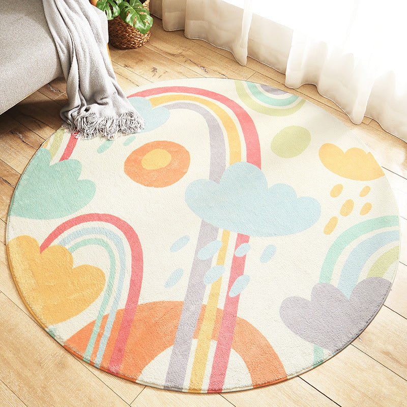 Lisslune | Multicolored Kids Carpet Novelty Cartoon Animal Pattern Rug Polyester Non-Slip Back Machine Washable Rug