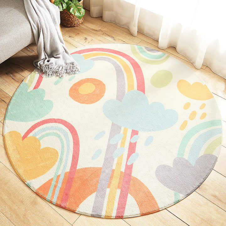 Lisslune | Multicolored Kids Carpet Novelty Cartoon Animal Pattern Rug Polyester Non-Slip Back Machine Washable Rug
