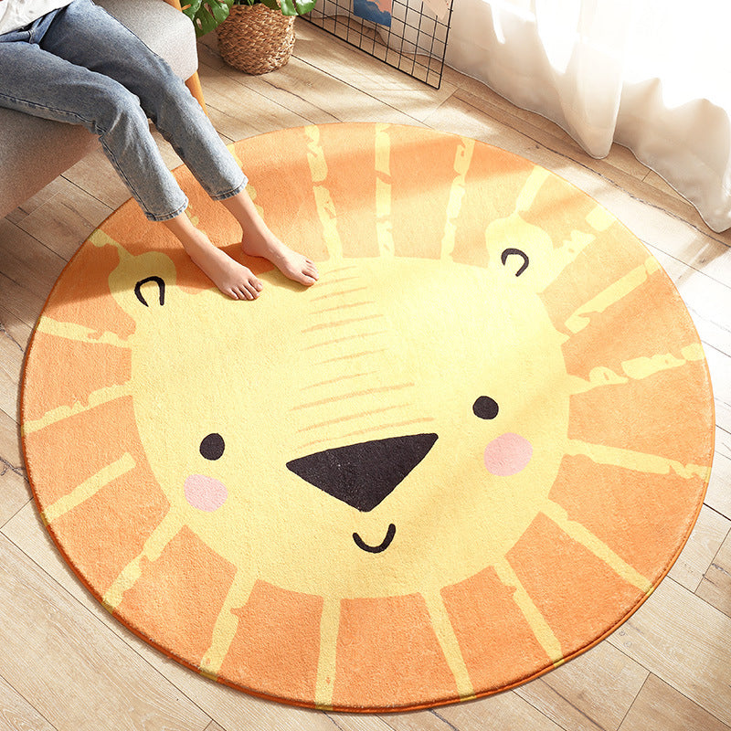 Lisslune | Multicolored Kids Carpet Novelty Cartoon Animal Pattern Rug Polyester Non-Slip Back Machine Washable Rug
