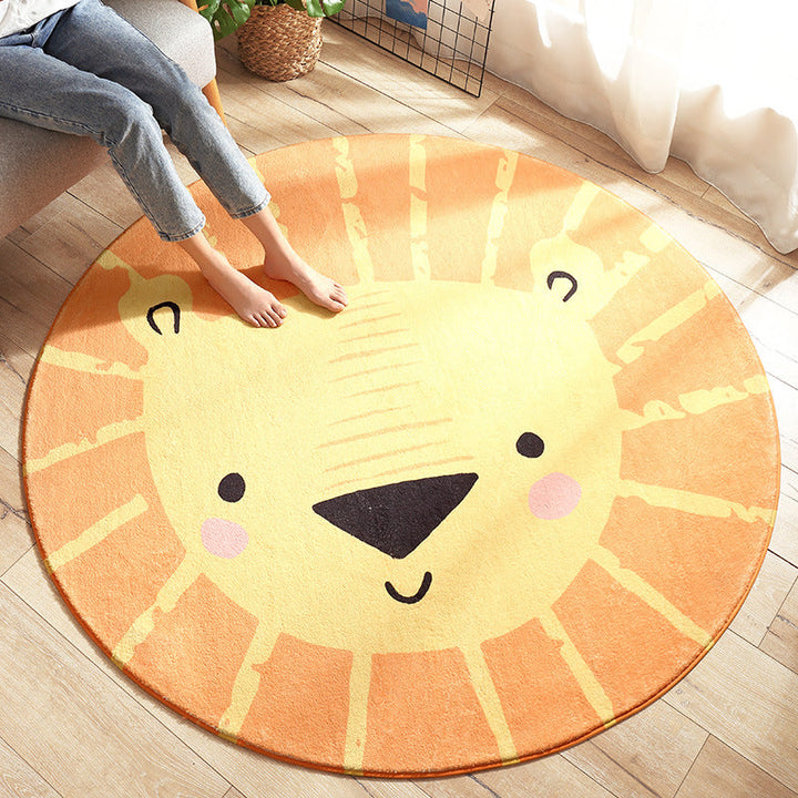 Lisslune | Multicolored Kids Carpet Novelty Cartoon Animal Pattern Rug Polyester Non-Slip Back Machine Washable Rug