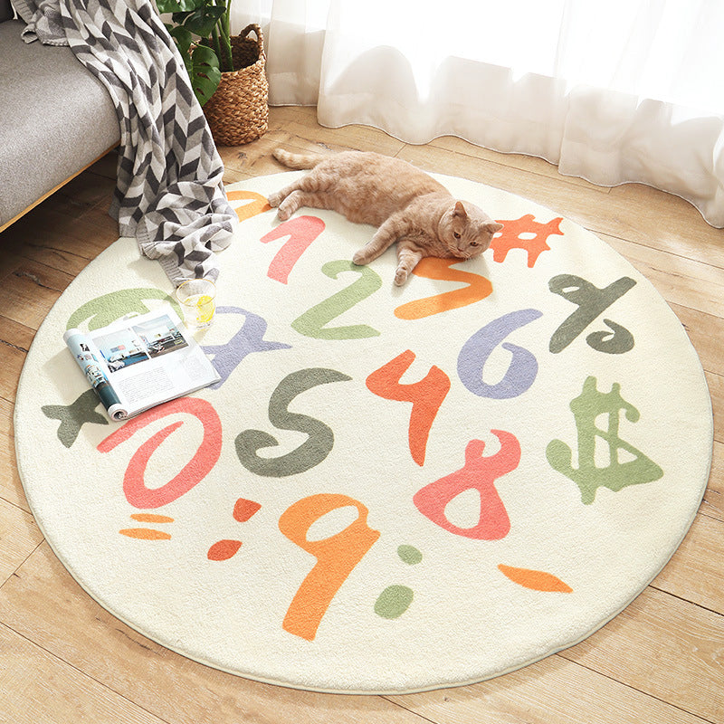 Lisslune | Multicolored Kids Carpet Novelty Cartoon Animal Pattern Rug Polyester Non-Slip Back Machine Washable Rug