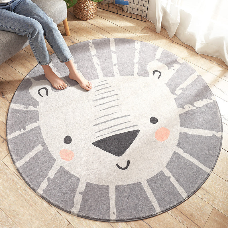 Lisslune | Multicolored Kids Carpet Novelty Cartoon Animal Pattern Rug Polyester Non-Slip Back Machine Washable Rug