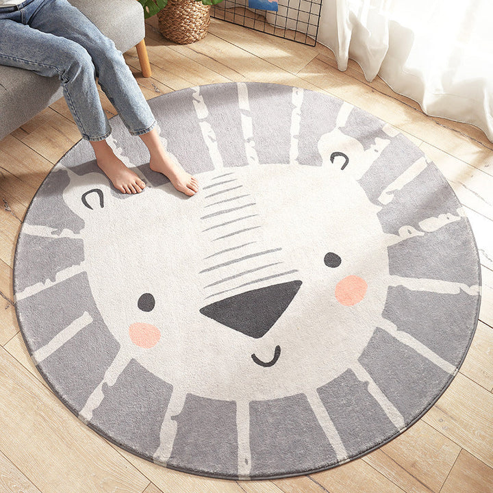 Lisslune | Multicolored Kids Carpet Novelty Cartoon Animal Pattern Rug Polyester Non-Slip Back Machine Washable Rug