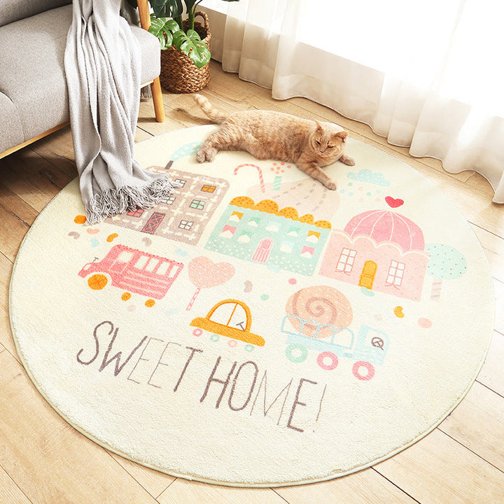 Lisslune | Multicolored Kids Carpet Novelty Cartoon Animal Pattern Rug Polyester Non-Slip Back Machine Washable Rug