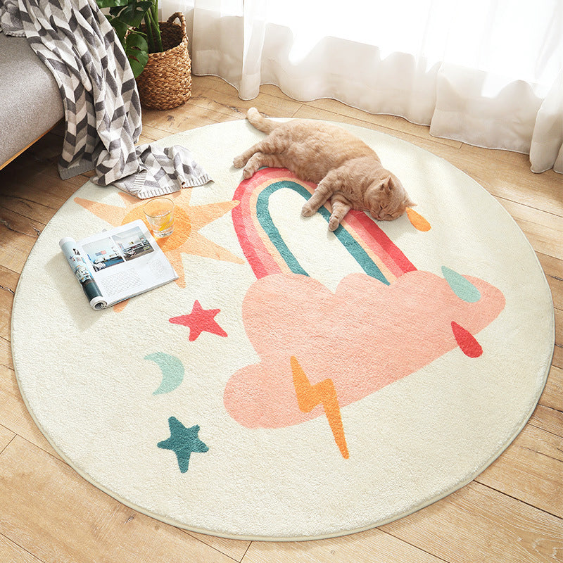Lisslune | Multicolored Kids Carpet Novelty Cartoon Animal Pattern Rug Polyester Non-Slip Back Machine Washable Rug