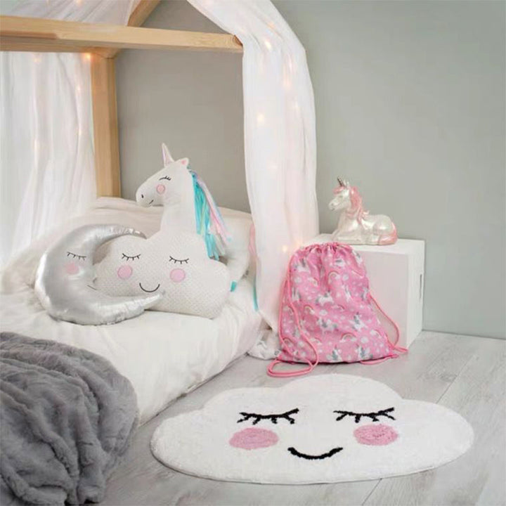 Lisslune | Creative Kids Room Carpet Multicolored Cartoon Printed Carpet Cotton Blend Pet Friendly Machine Washable Carpet