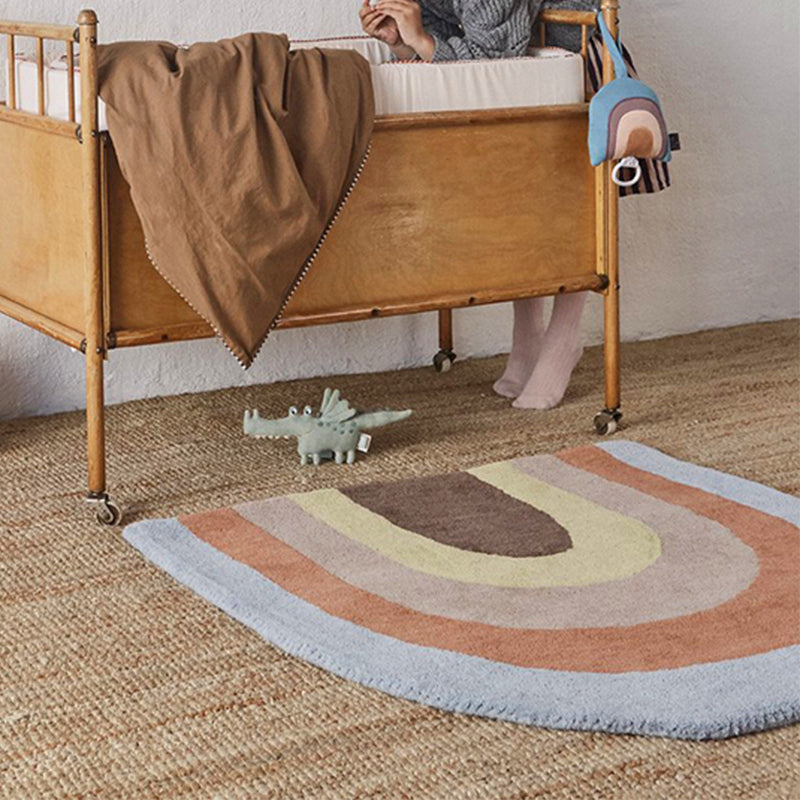 Lisslune | Irregular Shape Animal Pattern Carpet Multicolored Relaxing Carpet Cotton Blend Non-Slip Washable Carpet for the Nursery