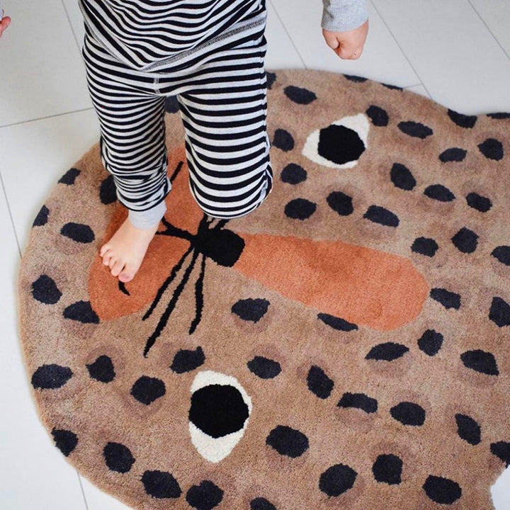 Lisslune | Irregular Shape Animal Pattern Carpet Multicolored Relaxing Carpet Cotton Blend Non-Slip Washable Carpet for the Nursery