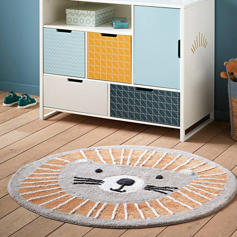 Lisslune | Irregular Shape Animal Pattern Carpet Multicolored Relaxing Carpet Cotton Blend Non-Slip Washable Carpet for the Nursery
