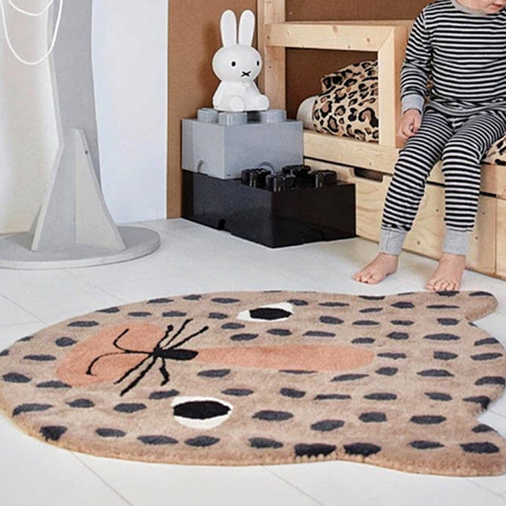 Lisslune | Irregular Shape Animal Pattern Carpet Multicolored Relaxing Carpet Cotton Blend Non-Slip Washable Carpet for the Nursery