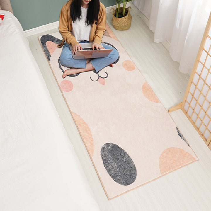 Lisslune | Designer Kids Room Carpet Multicolor Cartoon Animal Pattern Carpet Cotton Blend Non-Slip Back Area Rug