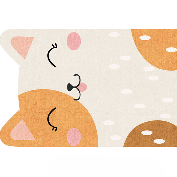 Lisslune | Designer Kids Room Carpet Multicolor Cartoon Animal Pattern Carpet Cotton Blend Non-Slip Back Area Rug