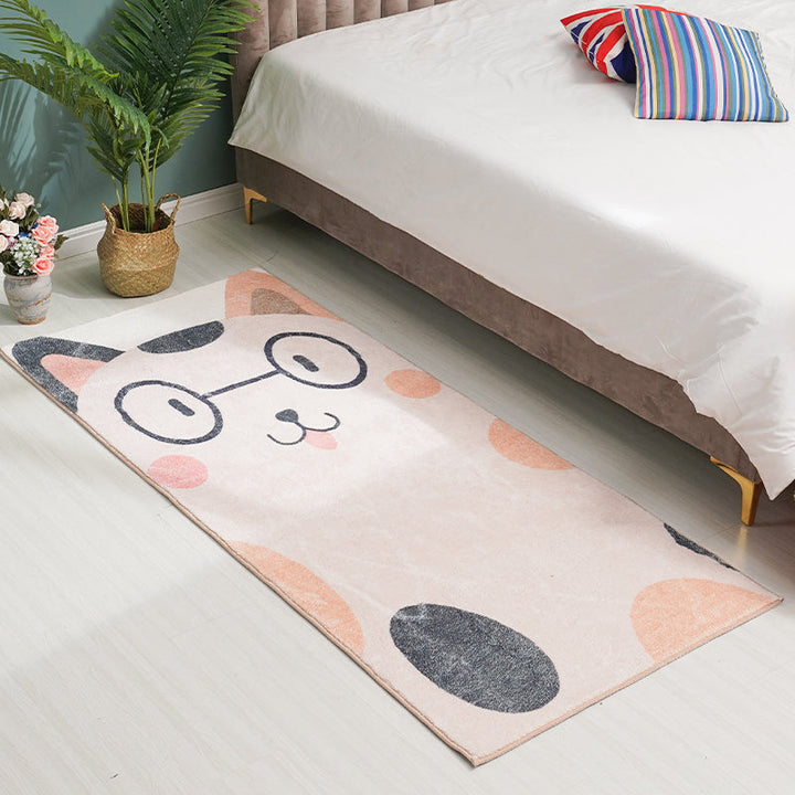 Lisslune | Designer Kids Room Carpet Multicolor Cartoon Animal Pattern Carpet Cotton Blend Non-Slip Back Area Rug