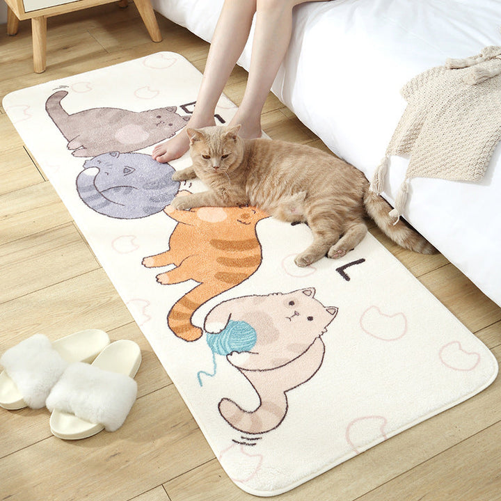 Lisslune | Casual Living Room Rug Multicolored Cartoon Plant Pattern Rug Synthetic Pet-Friendly Non-Slip Rug