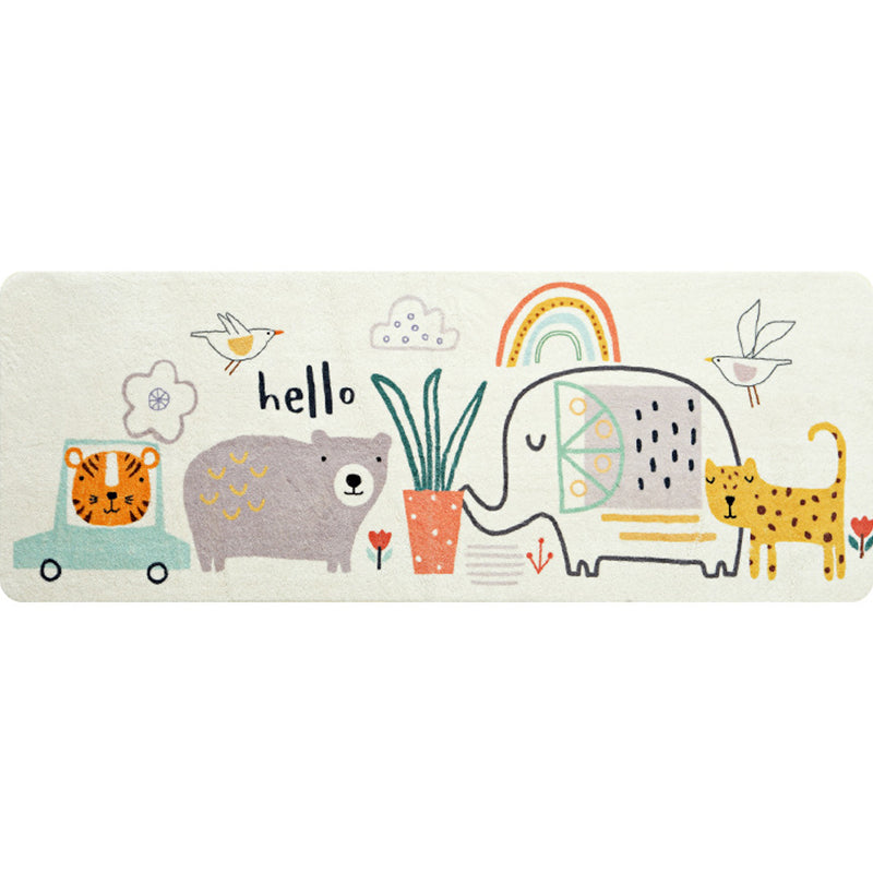 Lisslune | Casual Living Room Rug Multicolored Cartoon Plant Pattern Rug Synthetic Pet-Friendly Non-Slip Rug