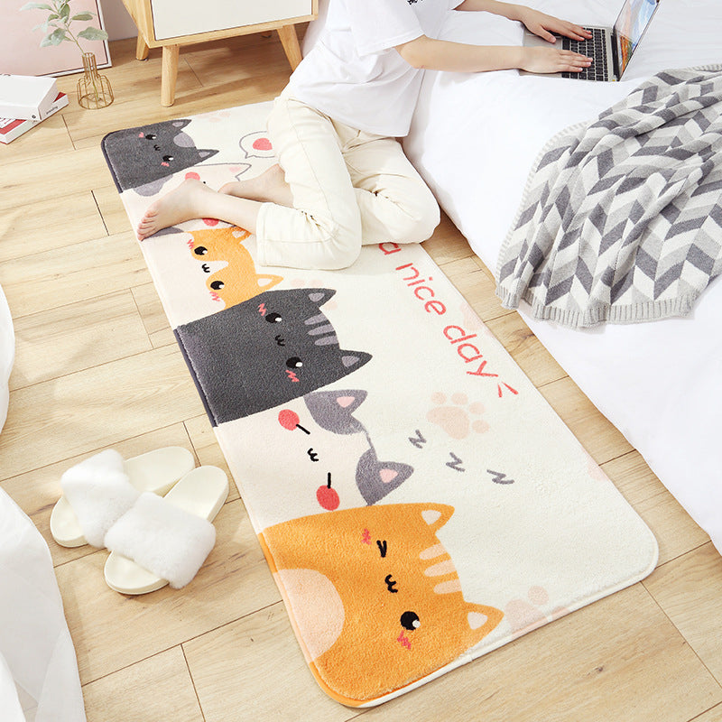 Lisslune | Casual Living Room Rug Multicolored Cartoon Plant Pattern Rug Synthetic Pet-Friendly Non-Slip Rug