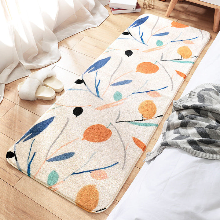 Lisslune | Casual Living Room Rug Multicolored Cartoon Plant Pattern Rug Synthetic Pet-Friendly Non-Slip Rug