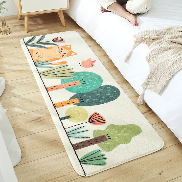 Lisslune | Casual Living Room Rug Multicolored Cartoon Plant Pattern Rug Synthetic Pet-Friendly Non-Slip Rug