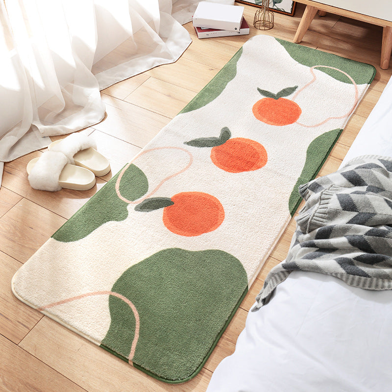 Lisslune | Casual Living Room Rug Multicolored Cartoon Plant Pattern Rug Synthetic Pet-Friendly Non-Slip Rug
