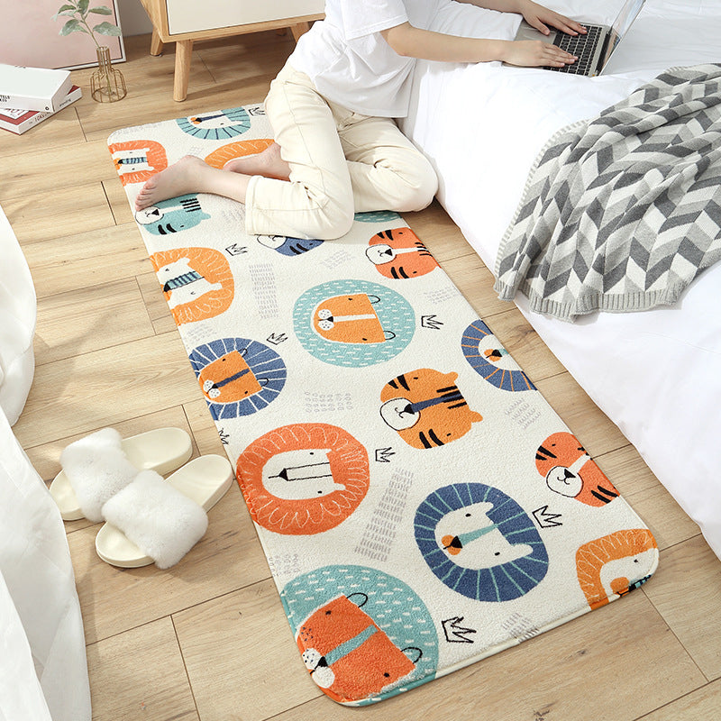 Lisslune | Casual Living Room Rug Multicolored Cartoon Plant Pattern Rug Synthetic Pet-Friendly Non-Slip Rug