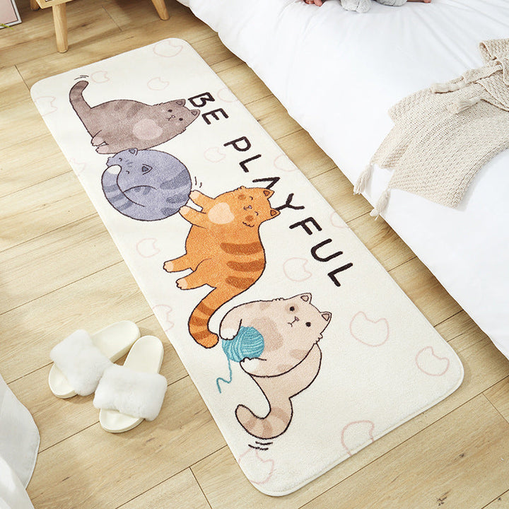 Lisslune | Casual Living Room Rug Multicolored Cartoon Plant Pattern Rug Synthetic Pet-Friendly Non-Slip Rug