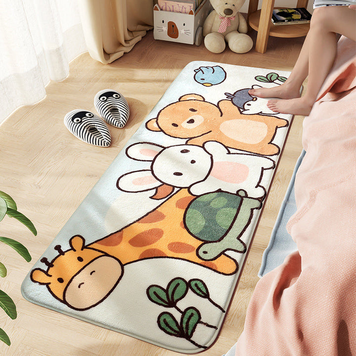 Lisslune | Comfort Children's Room Carpet Multicolored Cartoon Animal Area Rug Synthetic Easy Care Pet-Friendly Rug