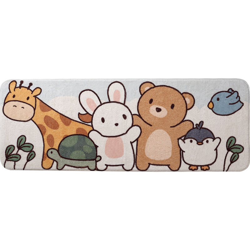 Lisslune | Comfort Children's Room Carpet Multicolored Cartoon Animal Area Rug Synthetic Easy Care Pet-Friendly Rug