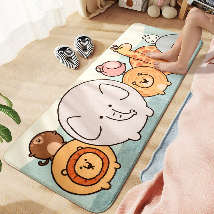 Lisslune | Comfort Children's Room Carpet Multicolored Cartoon Animal Area Rug Synthetic Easy Care Pet-Friendly Rug