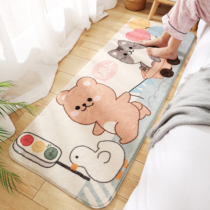 Lisslune | Relaxing Children's Room Carpet Colorful Cartoon Animal Printed Carpet Polypropylene Non-Slip Pet-Friendly Carpet
