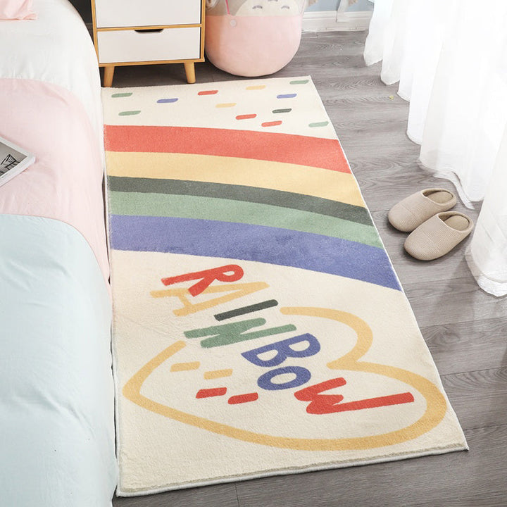 Lisslune | Casual abstract patterned rug Multicolored cotton blend rug pet-friendly washable indoor rug for bedroom