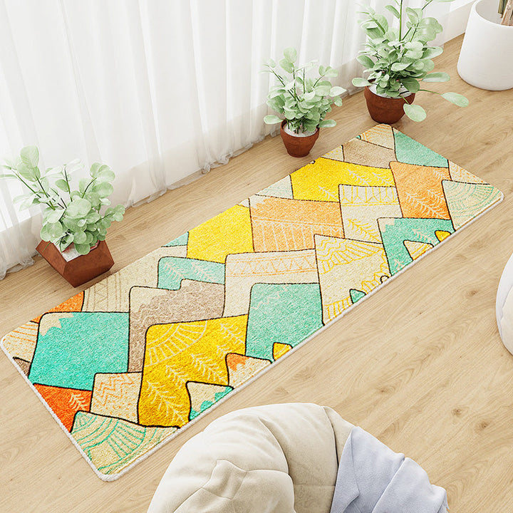 Lisslune | Casual abstract patterned rug Multicolored cotton blend rug pet-friendly washable indoor rug for bedroom