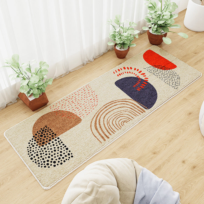 Lisslune | Casual abstract patterned rug Multicolored cotton blend rug pet-friendly washable indoor rug for bedroom