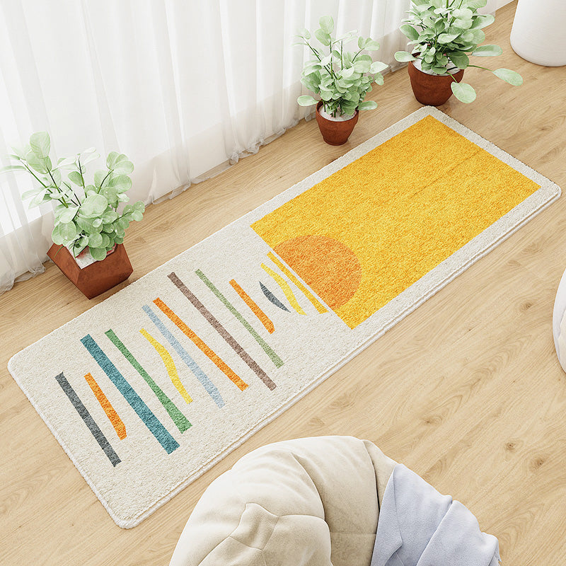 Lisslune | Casual abstract patterned rug Multicolored cotton blend rug pet-friendly washable indoor rug for bedroom
