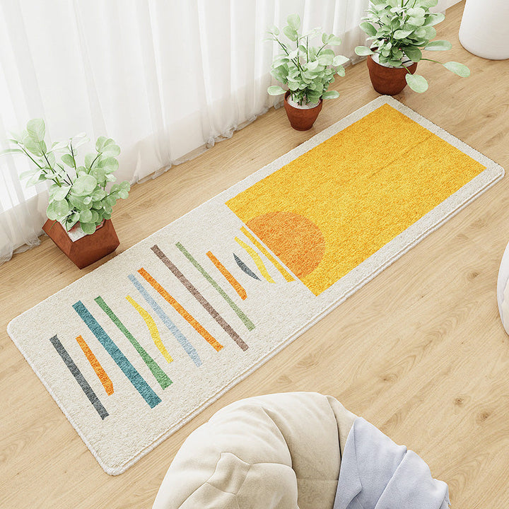 Lisslune | Casual abstract patterned rug Multicolored cotton blend rug pet-friendly washable indoor rug for bedroom