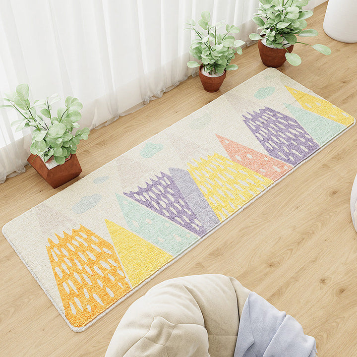 Lisslune | Casual abstract patterned rug Multicolored cotton blend rug pet-friendly washable indoor rug for bedroom