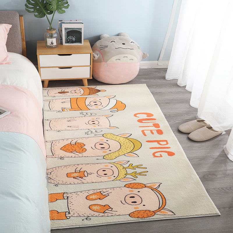 Lisslune | Natural Cartoon Animal Rug Multicolored Cotton Blend Rug Pet Friendly Washable Indoor Carpet for Children's Room