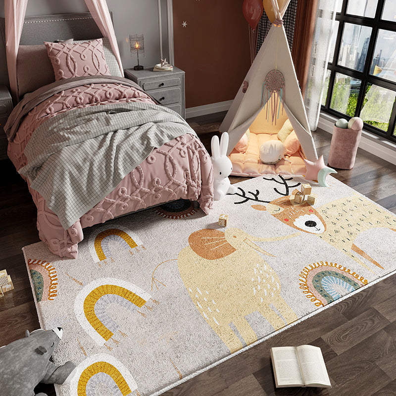 Lisslune | Colorful Children's Room Carpet Calming Abstract Print Carpet Cotton Blend Pet-Friendly Rug