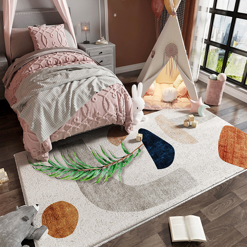 Lisslune | Colorful Children's Room Carpet Calming Abstract Print Carpet Cotton Blend Pet-Friendly Rug