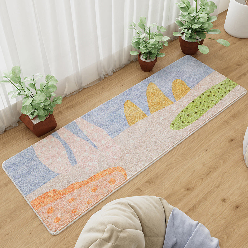 Lisslune | Colorful Children's Room Carpet Calming Abstract Print Carpet Cotton Blend Pet-Friendly Rug