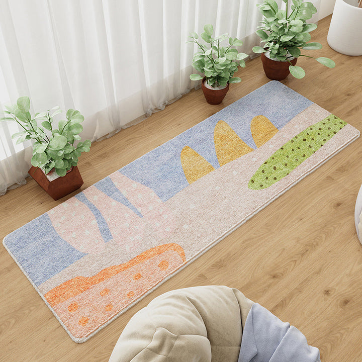 Lisslune | Colorful Children's Room Carpet Calming Abstract Print Carpet Cotton Blend Pet-Friendly Rug
