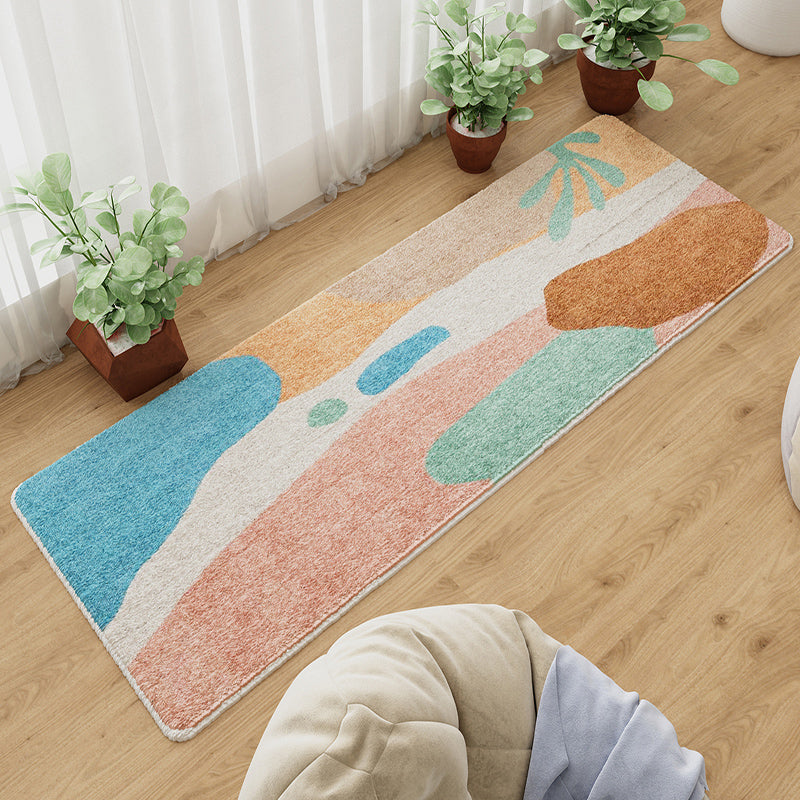 Lisslune | Colorful Children's Room Carpet Calming Abstract Print Carpet Cotton Blend Pet-Friendly Rug