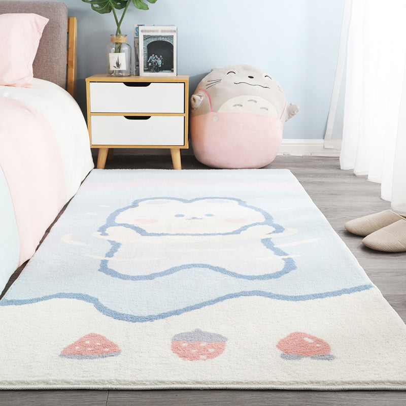 Lisslune | Relaxing Cartoon Bear Print Rug Multicolored Cotton Blend Rug Machine Washable Pet-Friendly Rug for Kids Room