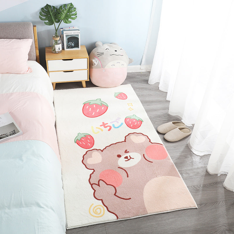 Lisslune | Relaxing Cartoon Bear Print Rug Multicolored Cotton Blend Rug Machine Washable Pet-Friendly Rug for Kids Room