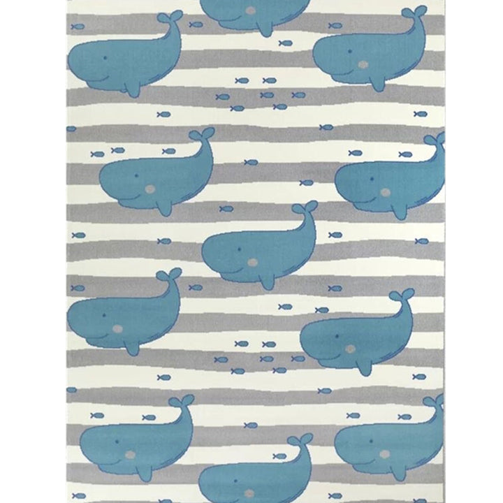 Lisslune | Simple Children's Room Carpet Multicolored Cartoon Animal Area Rug Cotton Blend Pet Friendly Washable Rug