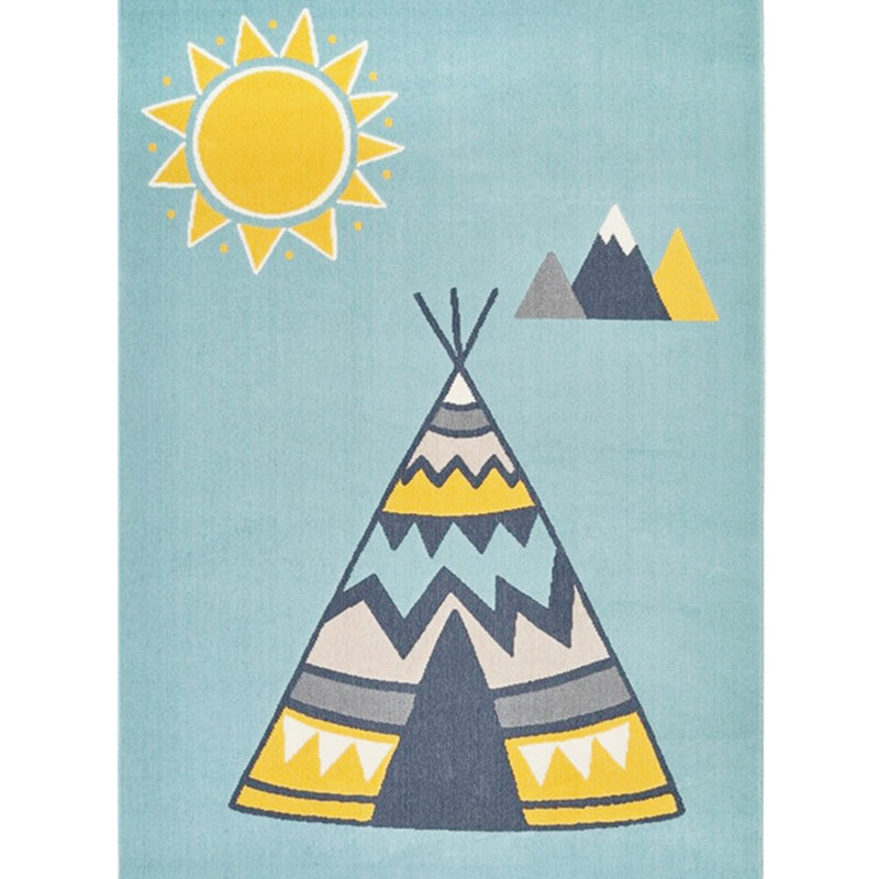 Lisslune | Simple Children's Room Carpet Multicolored Cartoon Animal Area Rug Cotton Blend Pet Friendly Washable Rug